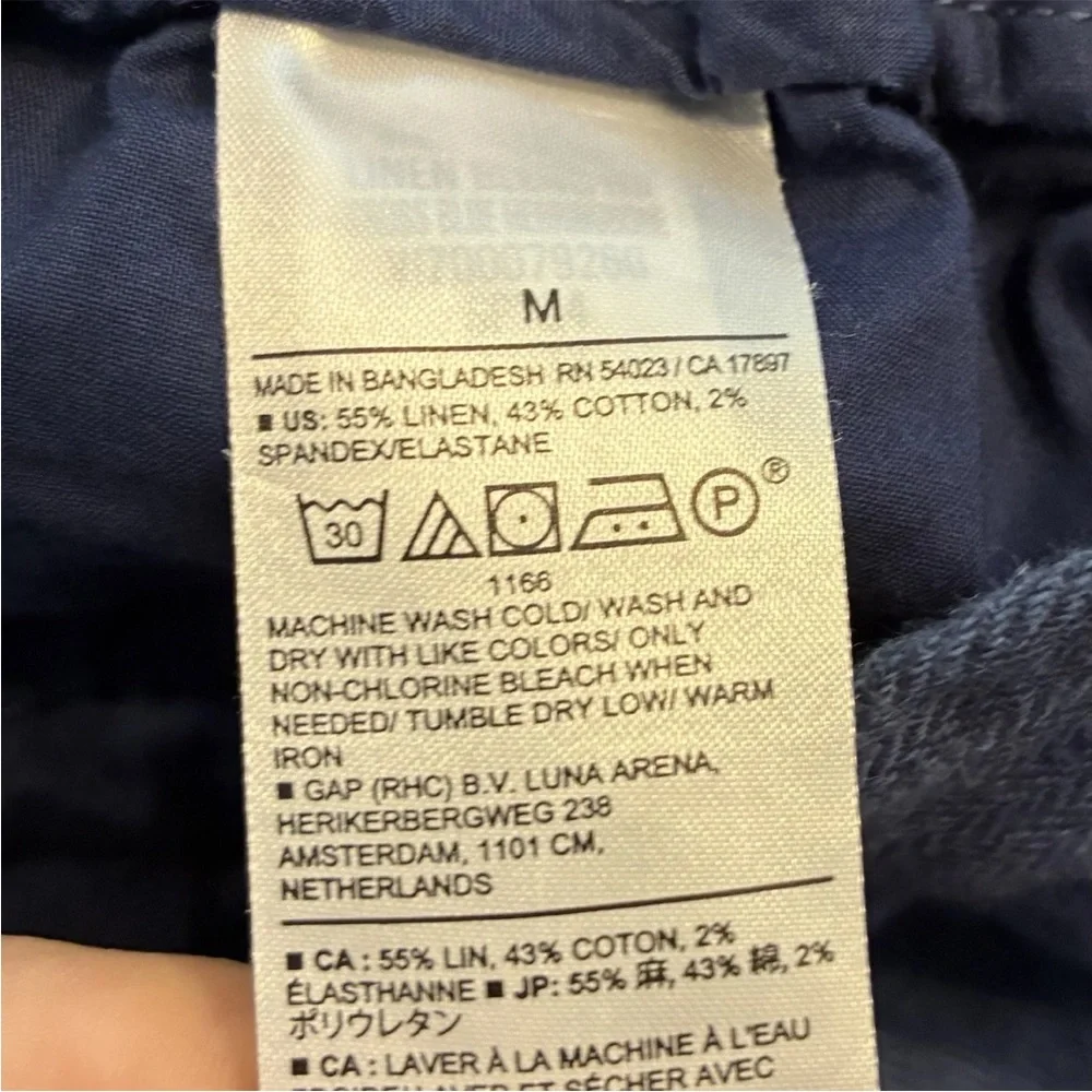Nwot Banana Republic Linen Pants M Blue Wide Leg